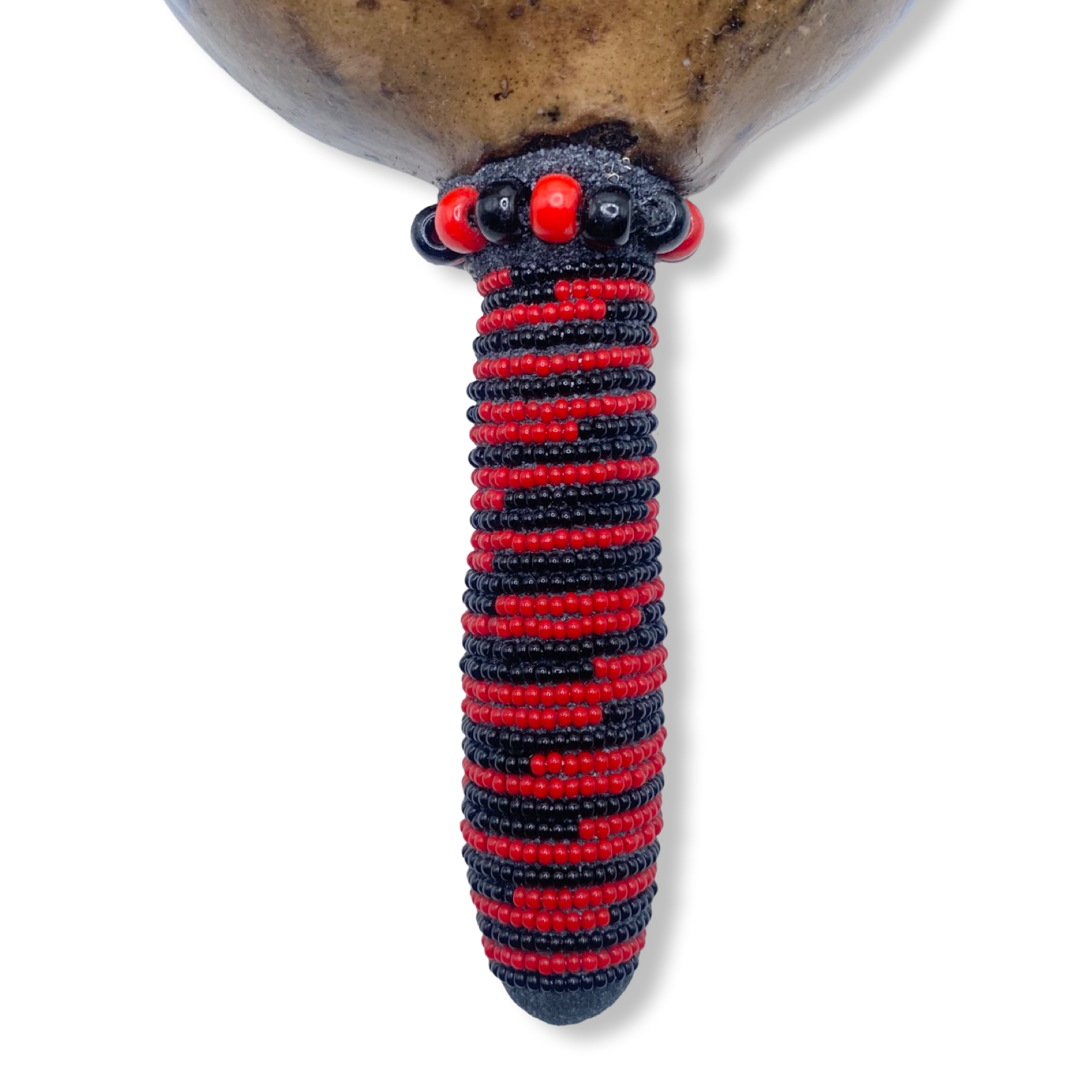  Handcrafted Eleguá maraca made from natural gourd and decorative beads.