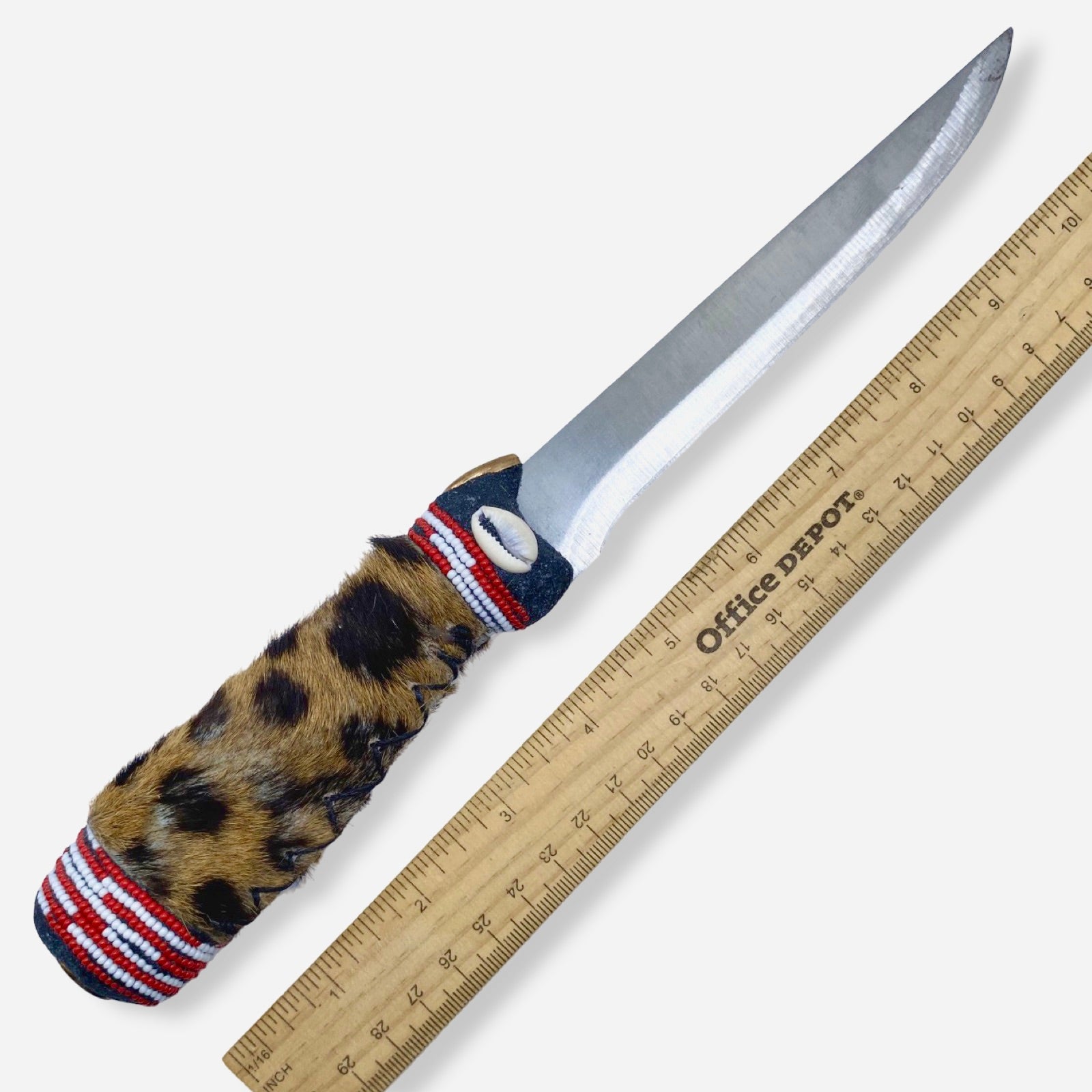 Cuchillo para Babalawo Santero Oba Oriate Shango - De Piel - Diseño 1