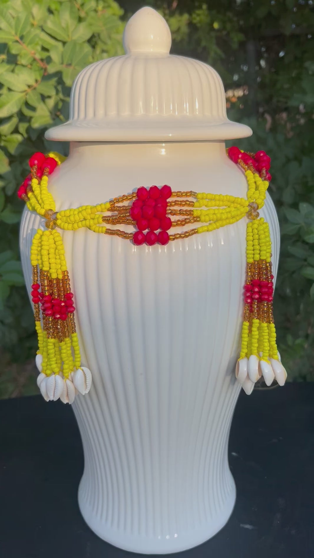 Ritual use of the Mazo for Oshún Ibu Añá displayed with a ceremonial sopera.