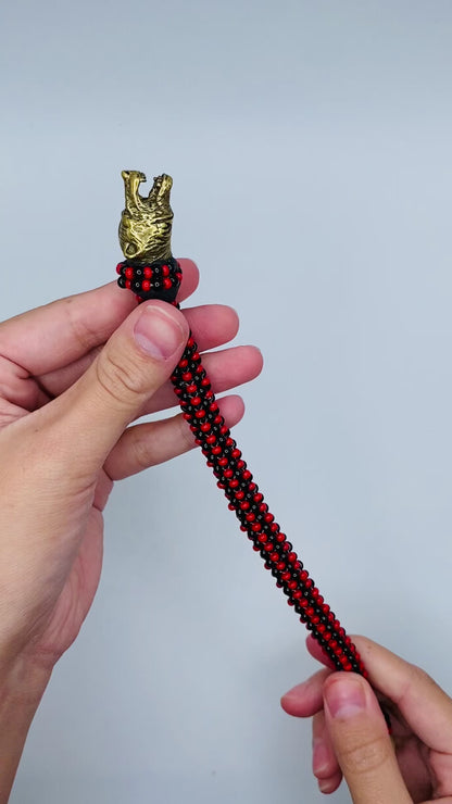 Pulsera hecha a mano Ilde de Eleguá Laroyé Eshu - Conchas de Cauri y Bronce Yoruba Santeria Orisha